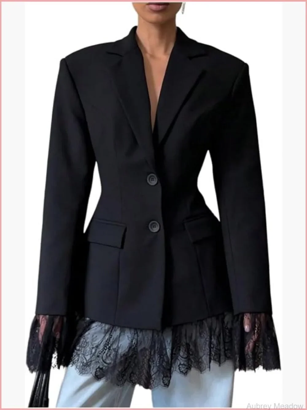 Women's Lace Blazer Jacket Long Sleeve Business Casual Office Work Outerwear